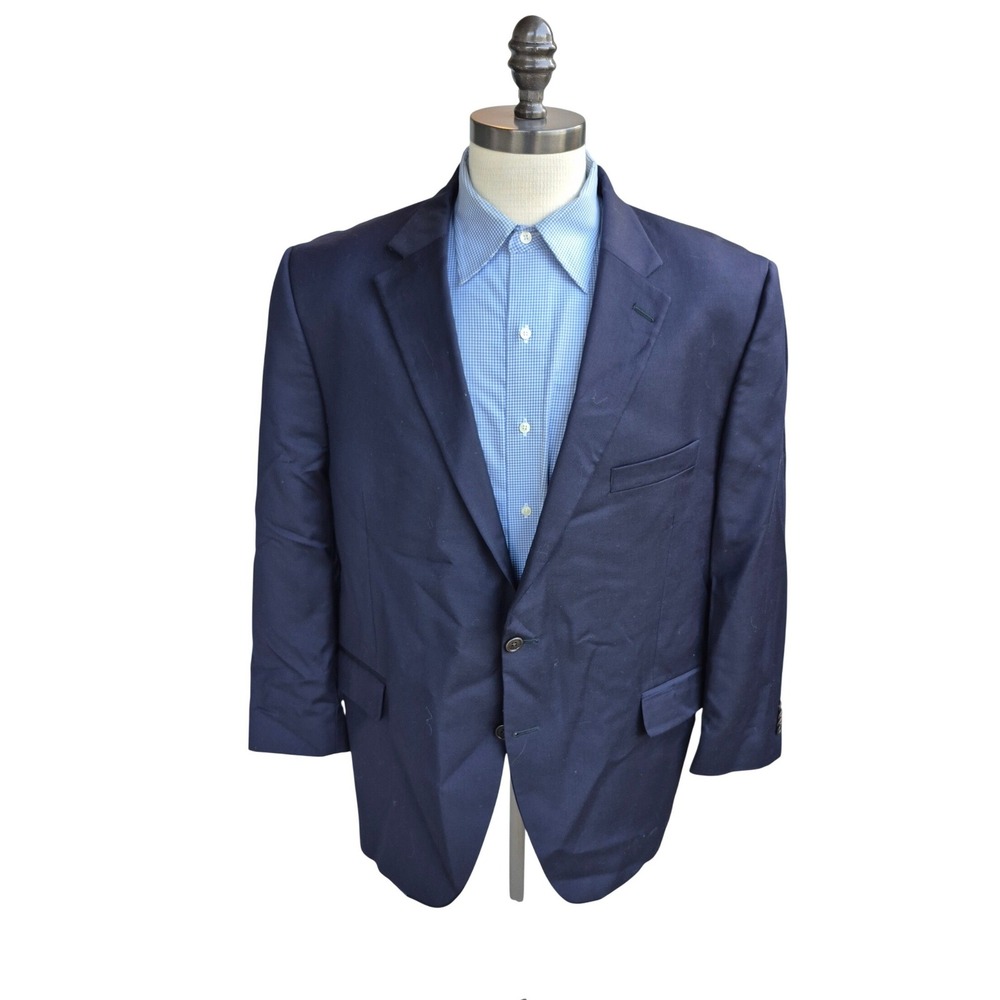 Peter Millar Navy Blue 100% Wool Two Button Blazer Jacket 48R Made in Canada